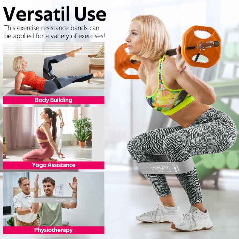 WALITO Fabric Resistance Bands for Working Out - Booty Bands for Legs -Glutes Training for Women and Men - Exercise Bands for Squats, Yoga, Physical Therapy -Home Gym Fitness - Image 5